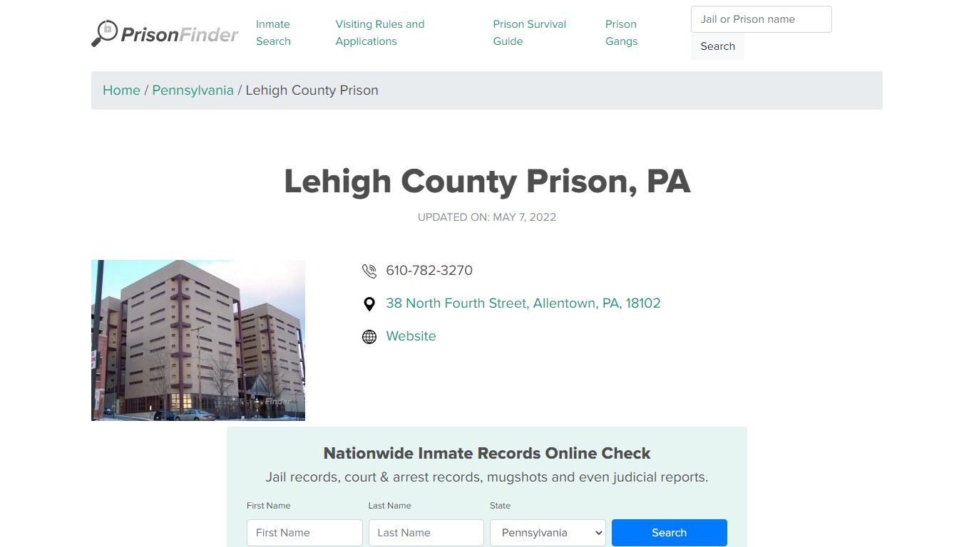 Lehigh County Prison, PA Inmate Search, Mugshots ...