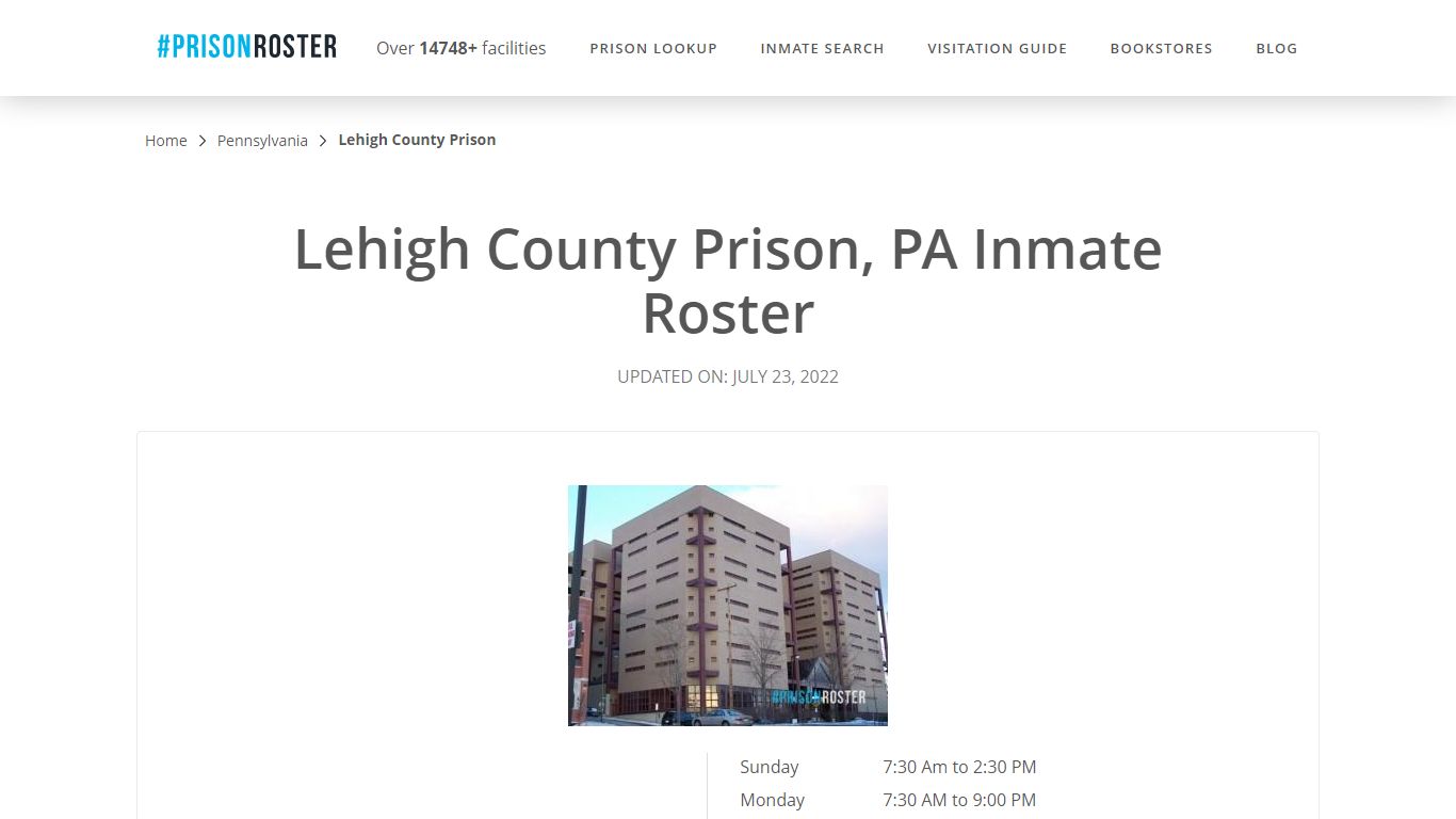 Lehigh County Prison, PA Inmate Roster